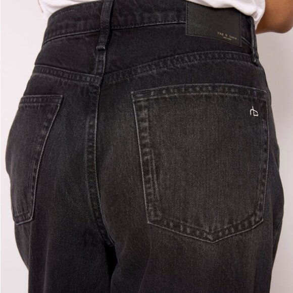 Rag & Bone | Sofie High Rise Ultra Wide Leg Ankle Cuffed Hem Black Wash Jeans - Picture 5 of 16